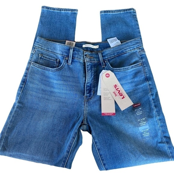 Levi’s 311 Shaping Distressed Skinny Jean Mid-Rise 31 x 30 Med Wash Stretch NWT - Picture 4 of 11